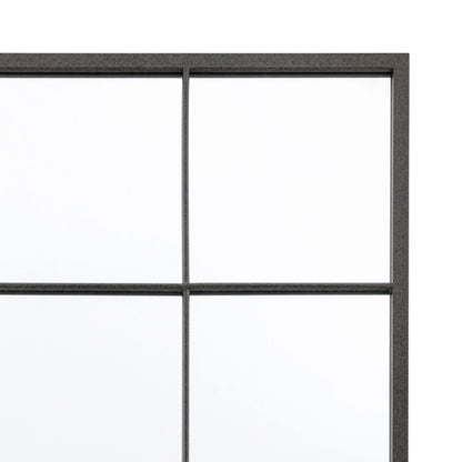 Large Industrial Rectangular Black Metal Window Wall Mirror 110x80x2.5cm – Click Style