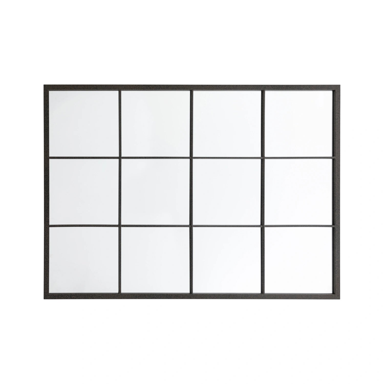 Large Industrial Rectangular Black Metal Window Wall Mirror 110x80x2.5cm – Click Style