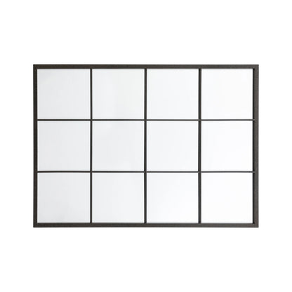 Large Industrial Rectangular Black Metal Window Wall Mirror 110x80x2.5cm – Click Style