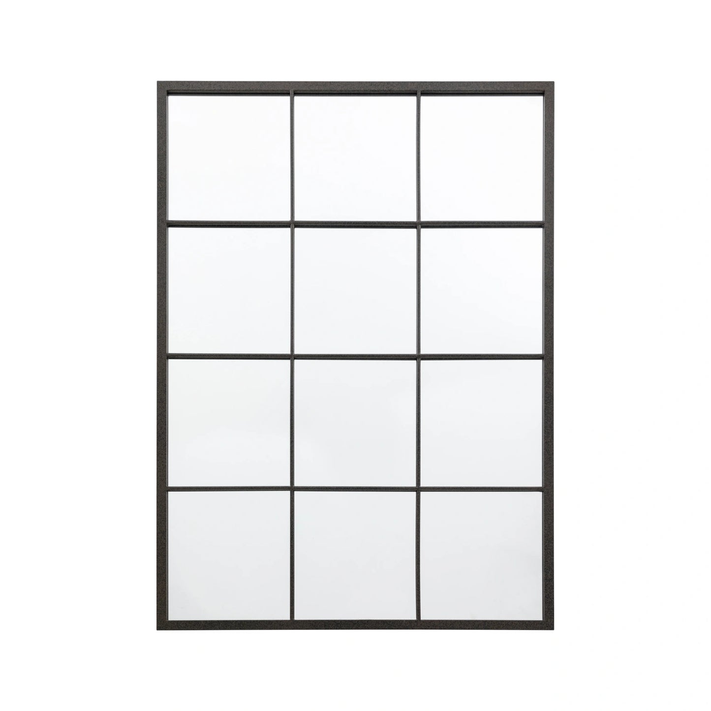 Large Industrial Rectangular Black Metal Window Wall Mirror 110x80x2.5cm – Click Style