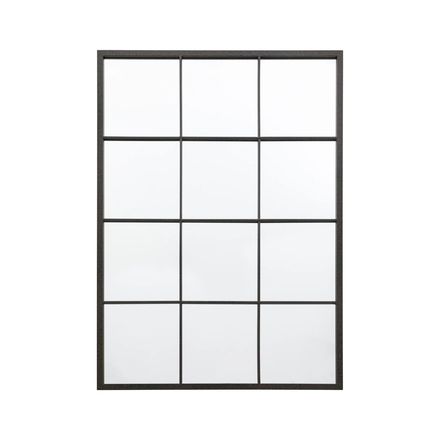 Large Industrial Rectangular Black Metal Window Wall Mirror 110x80x2.5cm – Click Style