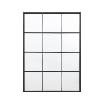 Large Industrial Rectangular Black Metal Window Wall Mirror 110x80x2.5cm – Click Style