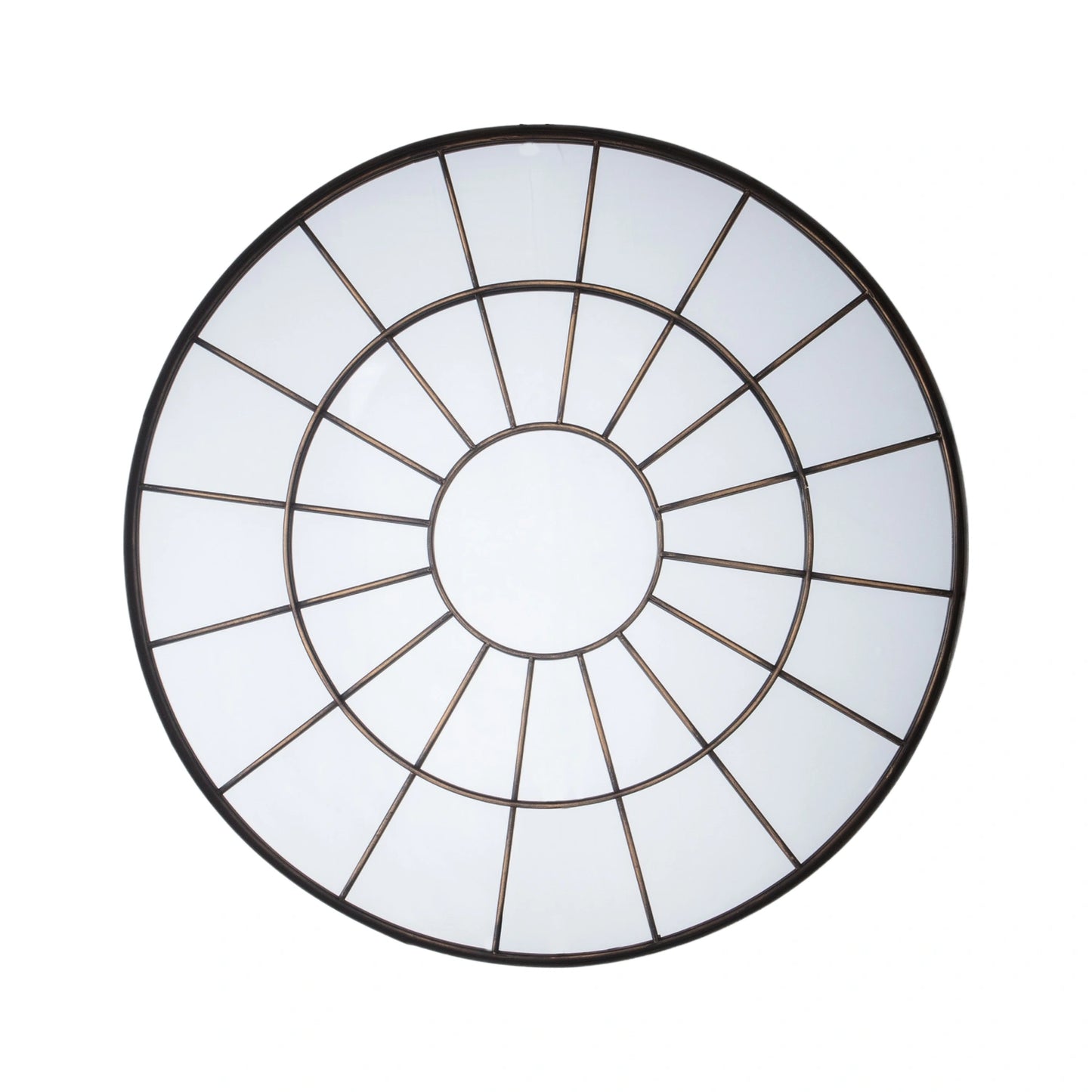 Large Industrial Round Bronze Window Wall Mirror 100.5x100.5x5cm – Click Style