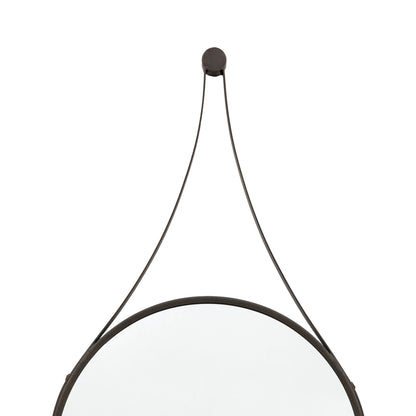 Large Industrial Round Hanging Effect Aged Bronze Wall Mirror 91.5x51x2cm – Click Style