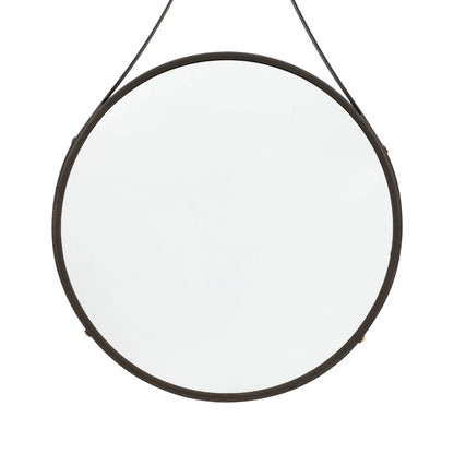 Large Industrial Round Hanging Effect Aged Bronze Wall Mirror 91.5x51x2cm – Click Style