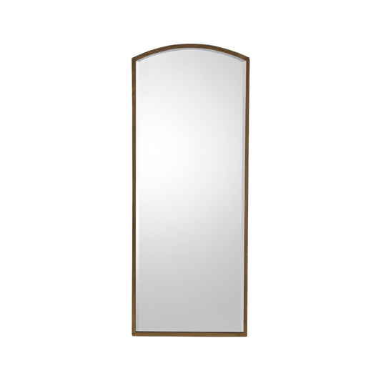 Large Minimalistic Antique Gold Arch Leaner Mirror with Bevelled Glass 150x60x2cm – Click Style