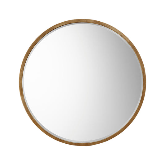 Large Minimalistic Round Antique Gold Wall Mirror with Bevelled Glass 80x2cm – Click Style