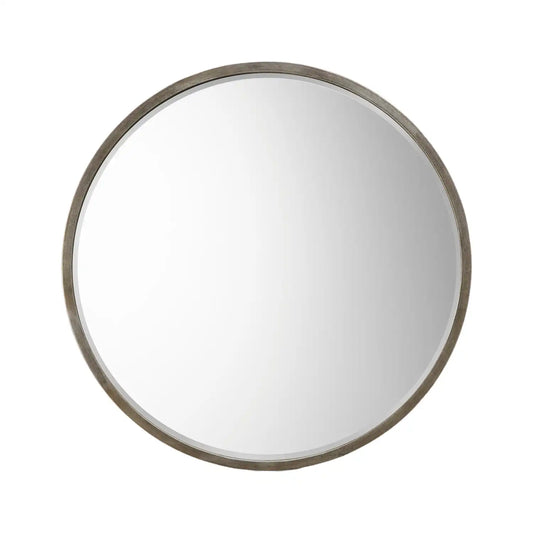 Large Minimalistic Round Antique Silver Wall Mirror 80x2cm – Click Style