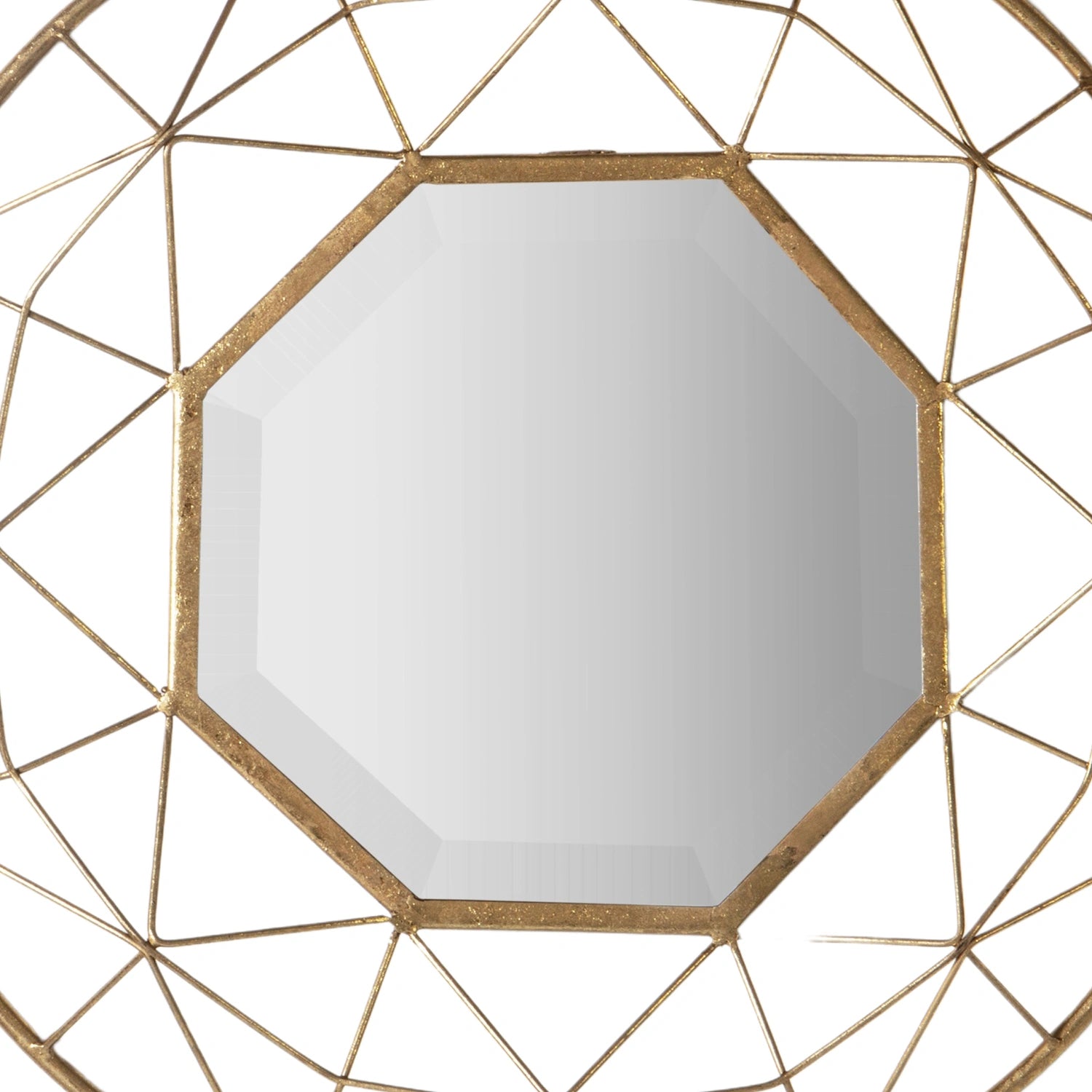 Large Modern Round 3D Geometric Gold Wall Mirror 88.5x8cm – Click Style