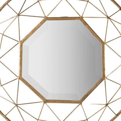 Large Modern Round 3D Geometric Gold Wall Mirror 88.5x8cm – Click Style