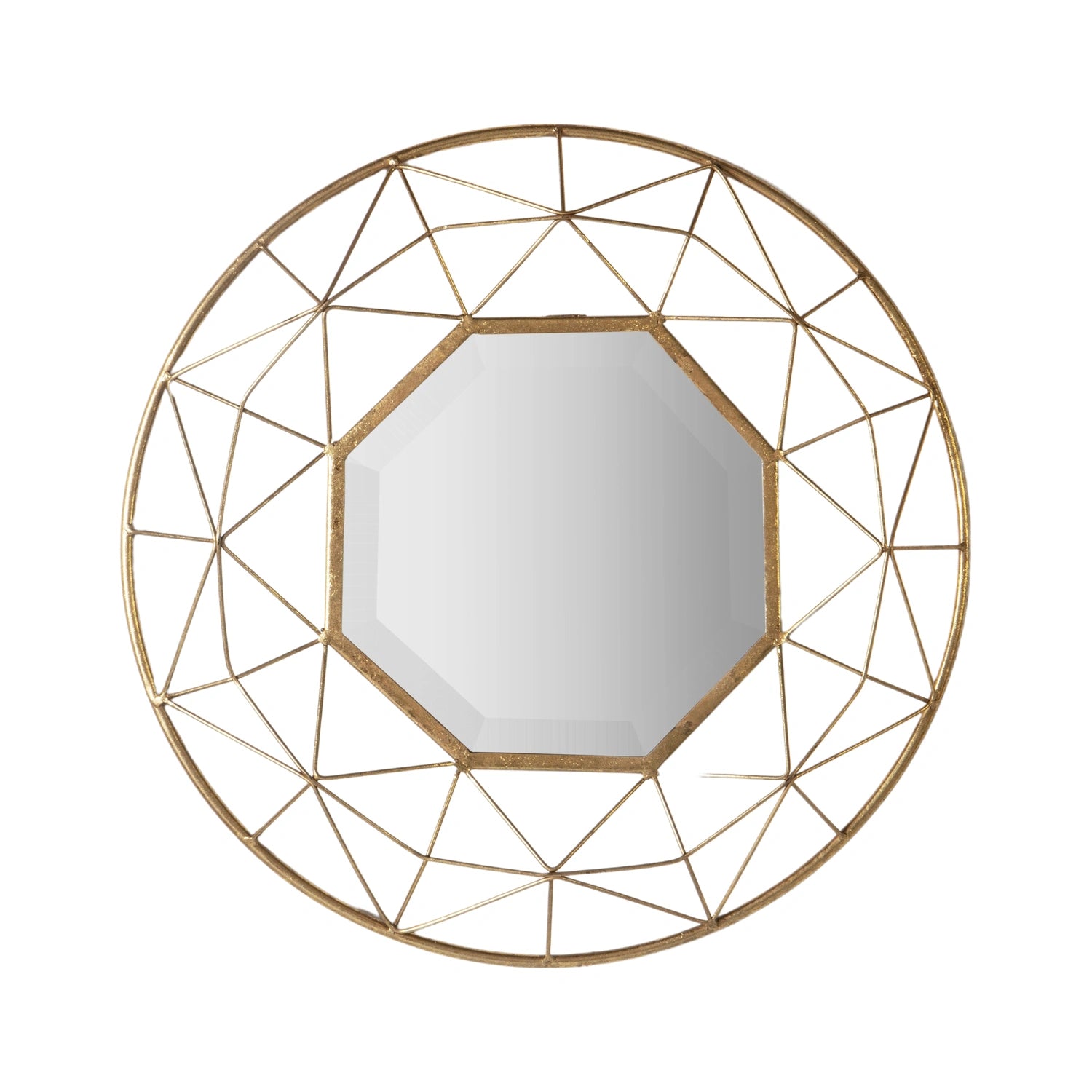 Large Modern Round 3D Geometric Gold Wall Mirror 88.5x8cm – Click Style