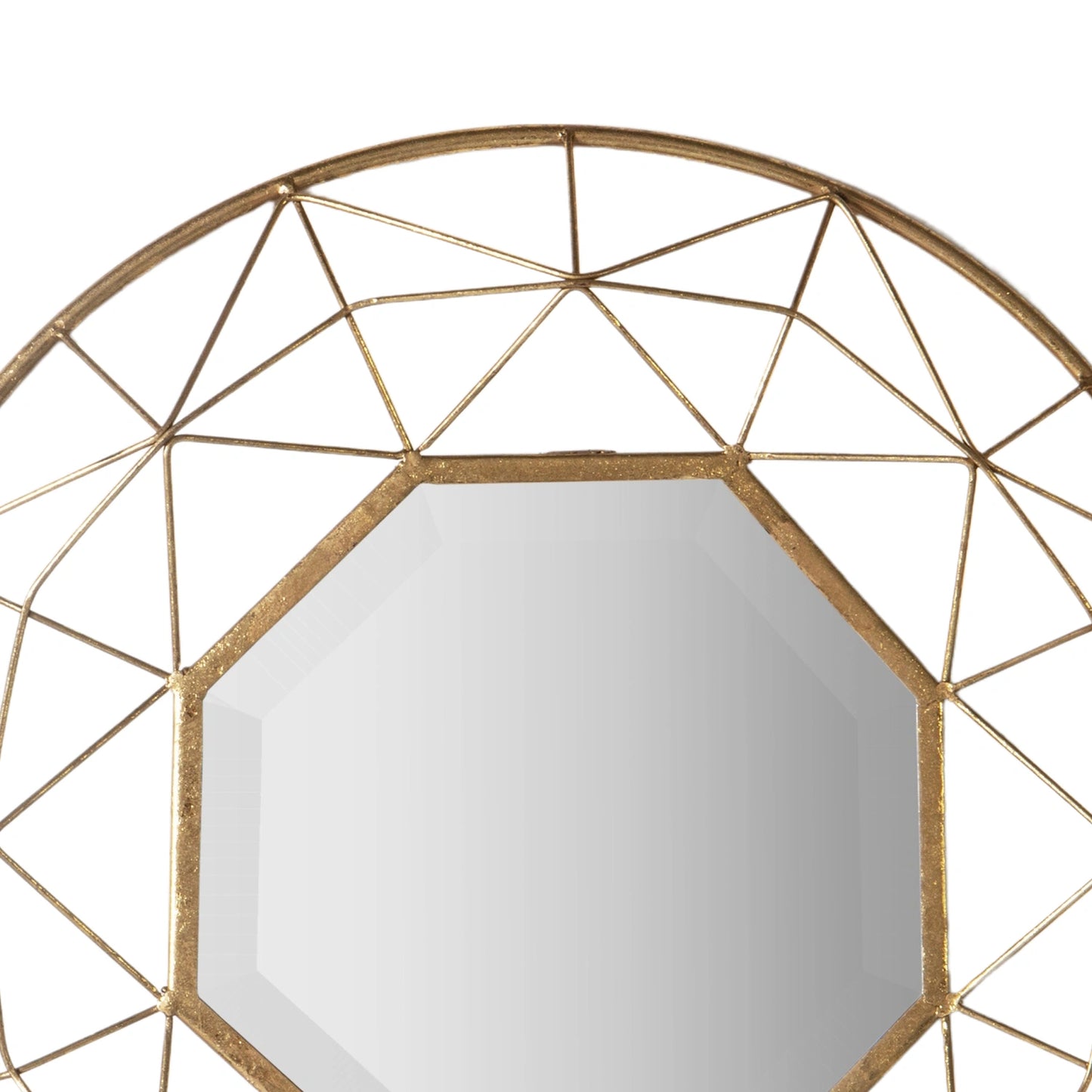 Large Modern Round 3D Geometric Gold Wall Mirror 88.5x8cm – Click Style