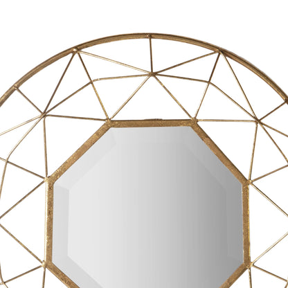 Large Modern Round 3D Geometric Gold Wall Mirror 88.5x8cm – Click Style