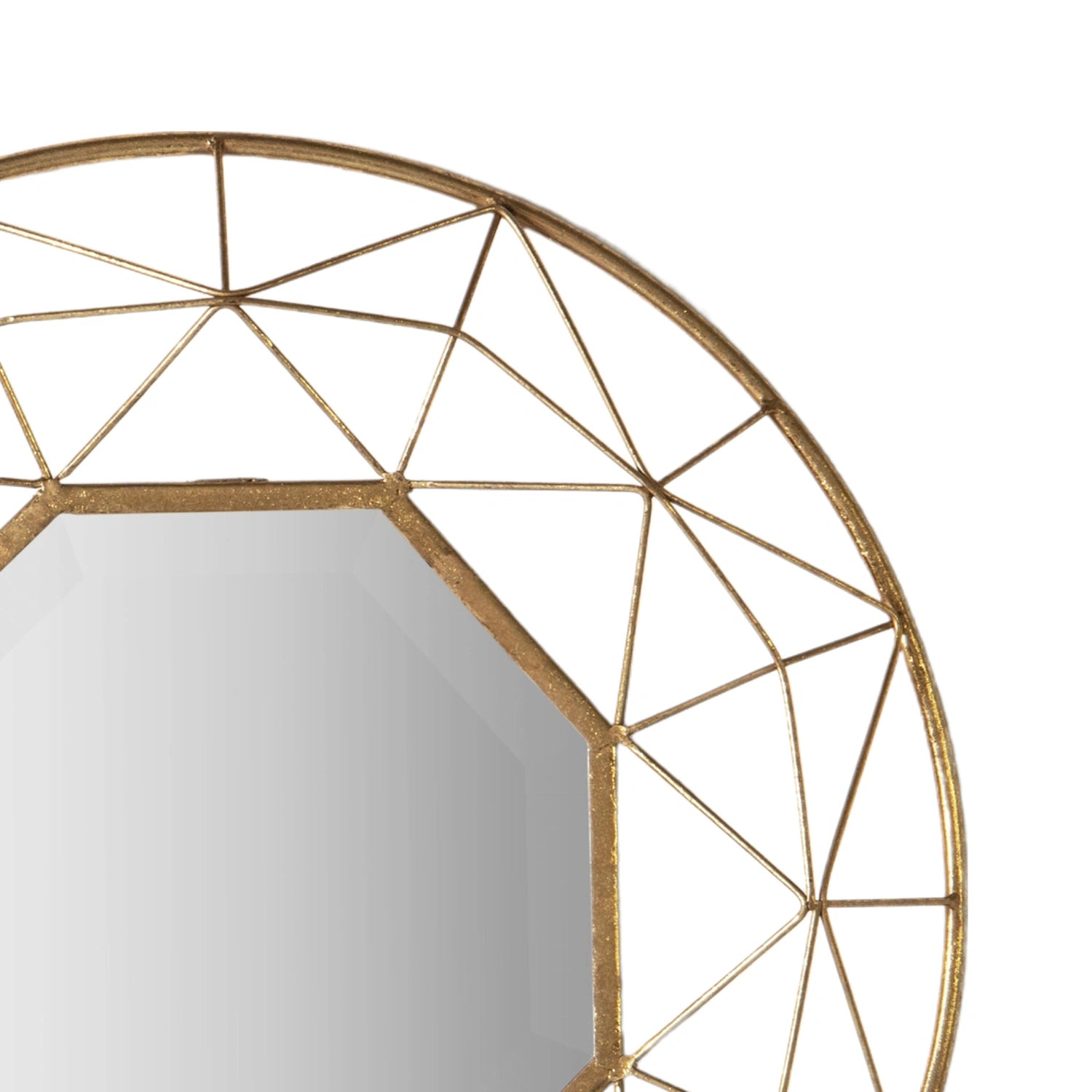 Large Modern Round 3D Geometric Gold Wall Mirror 88.5x8cm – Click Style