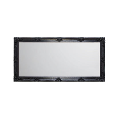 Large Ornate Rectangular Black Leaner Mirror 165x79.5x6.5cm – Click Style