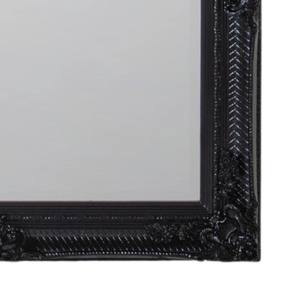 Large Ornate Rectangular Black Leaner Mirror 165x79.5x6.5cm – Click Style