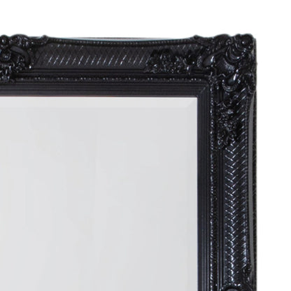 Large Ornate Rectangular Black Leaner Mirror 165x79.5x6.5cm – Click Style