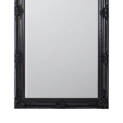 Large Ornate Rectangular Black Leaner Mirror 165x79.5x6.5cm – Click Style