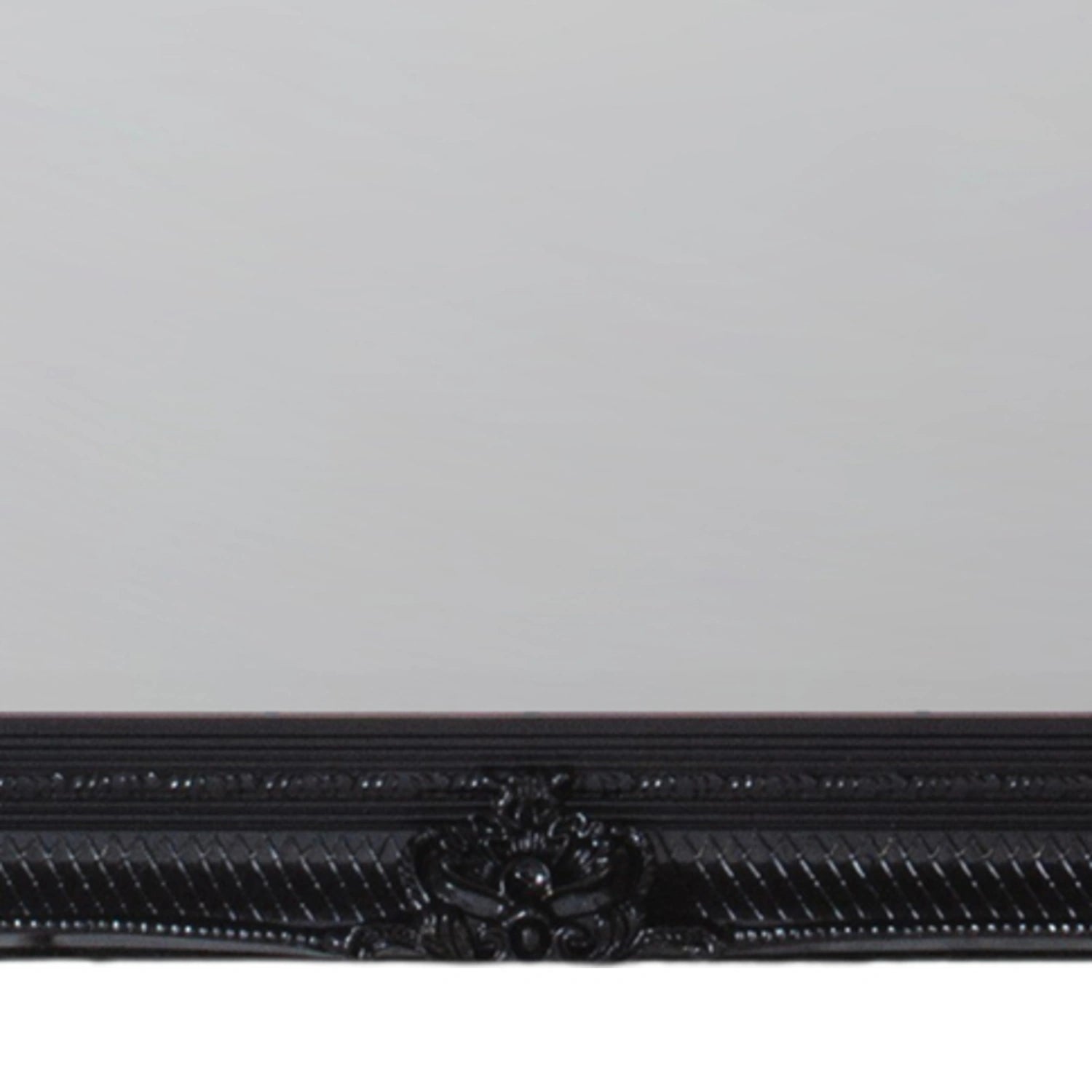 Large Ornate Rectangular Black Leaner Mirror 165x79.5x6.5cm – Click Style