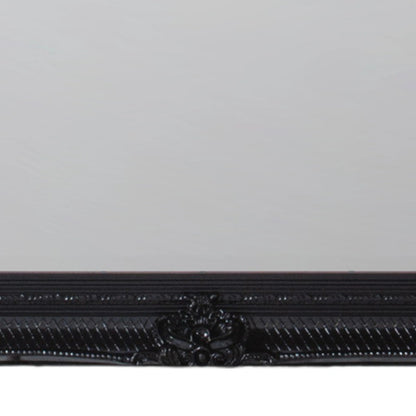 Large Ornate Rectangular Black Leaner Mirror 165x79.5x6.5cm – Click Style