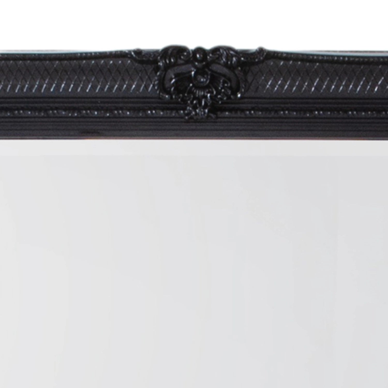 Large Ornate Rectangular Black Leaner Mirror 165x79.5x6.5cm – Click Style