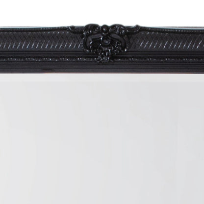 Large Ornate Rectangular Black Leaner Mirror 165x79.5x6.5cm – Click Style