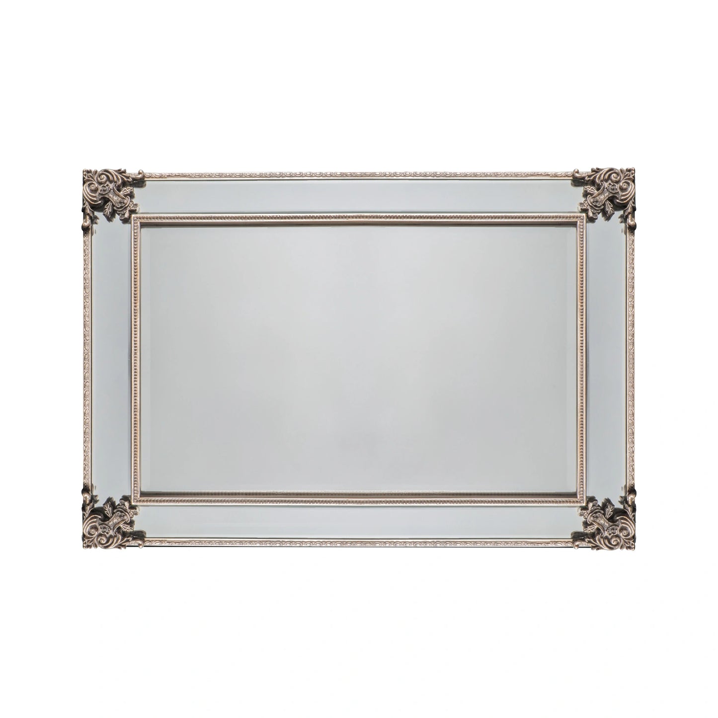 Large Ornate Rectangular Champagne Wall Mirror 114x83x4.5cm – Click Style