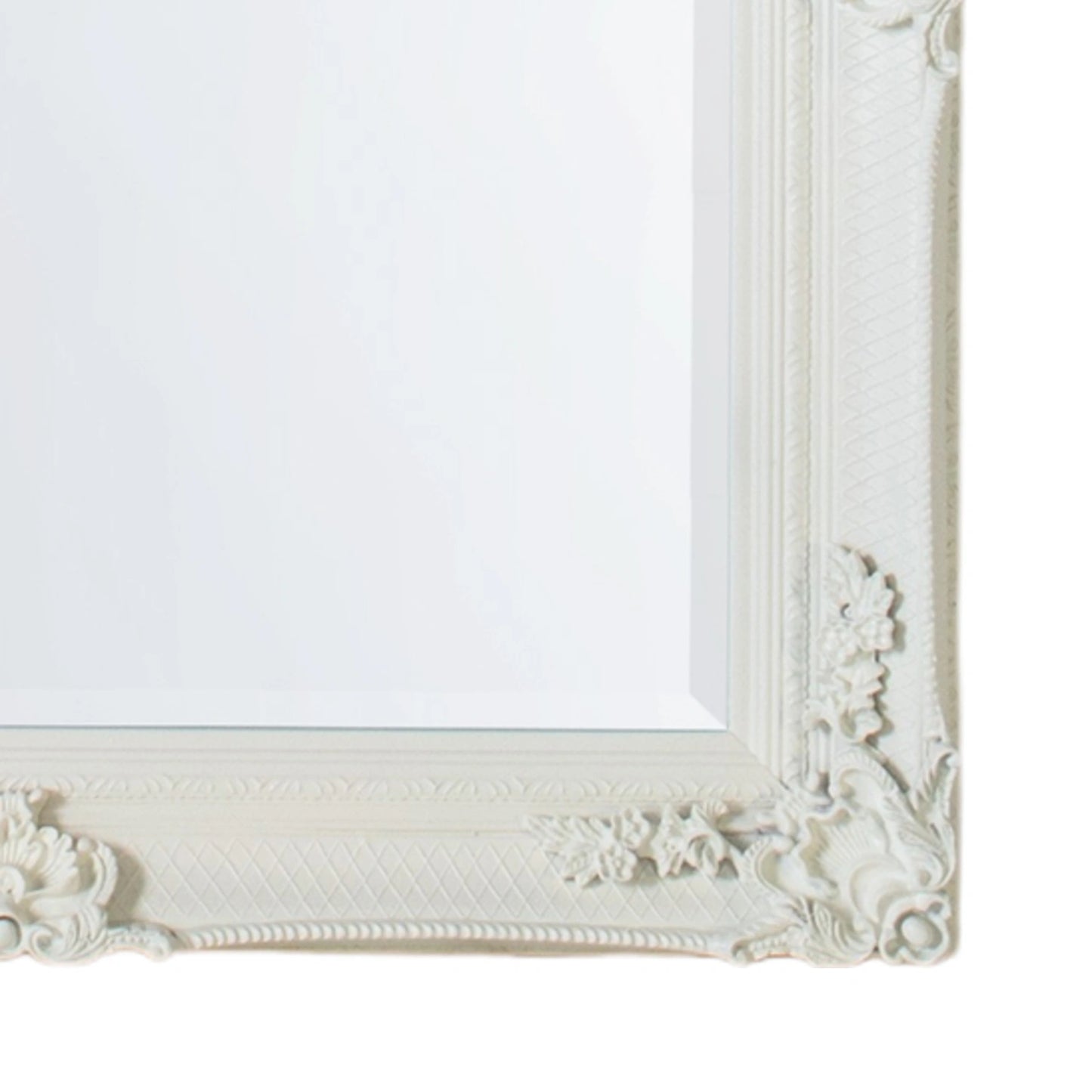 Large Ornate Rectangular Cream Leaner Mirror 165x79.5x6.5cm – Click Style