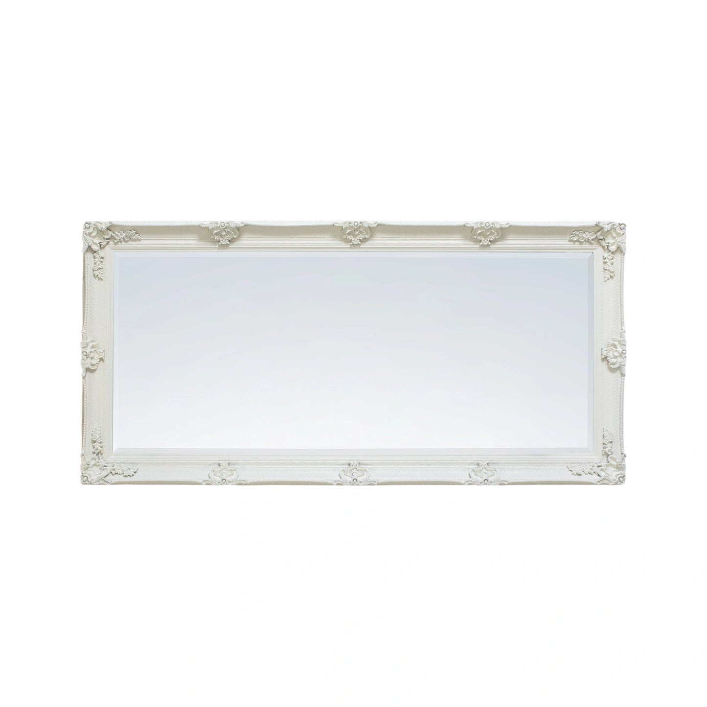 Large Ornate Rectangular Cream Leaner Mirror 165x79.5x6.5cm – Click Style