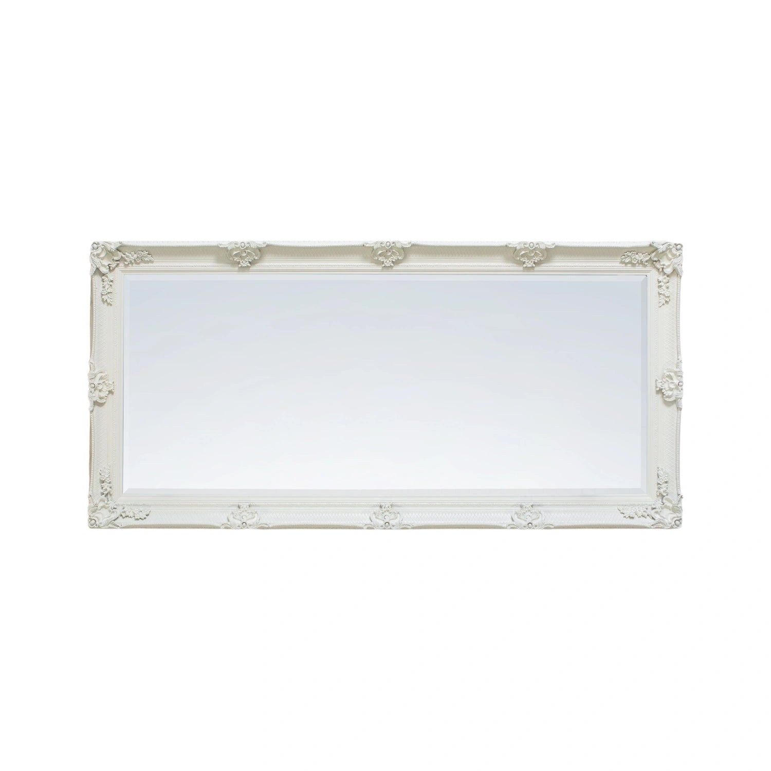 Large Ornate Rectangular Cream Leaner Mirror 165x79.5x6.5cm – Click Style