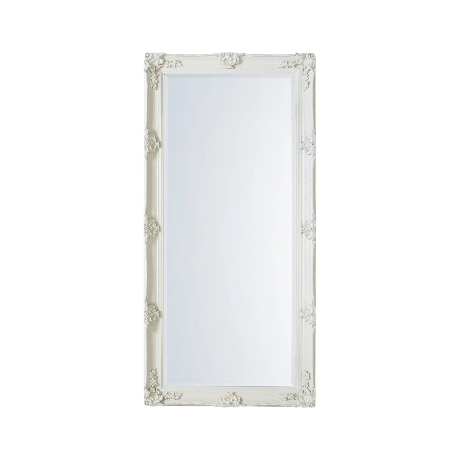 Large Ornate Rectangular Cream Leaner Mirror 165x79.5x6.5cm – Click Style