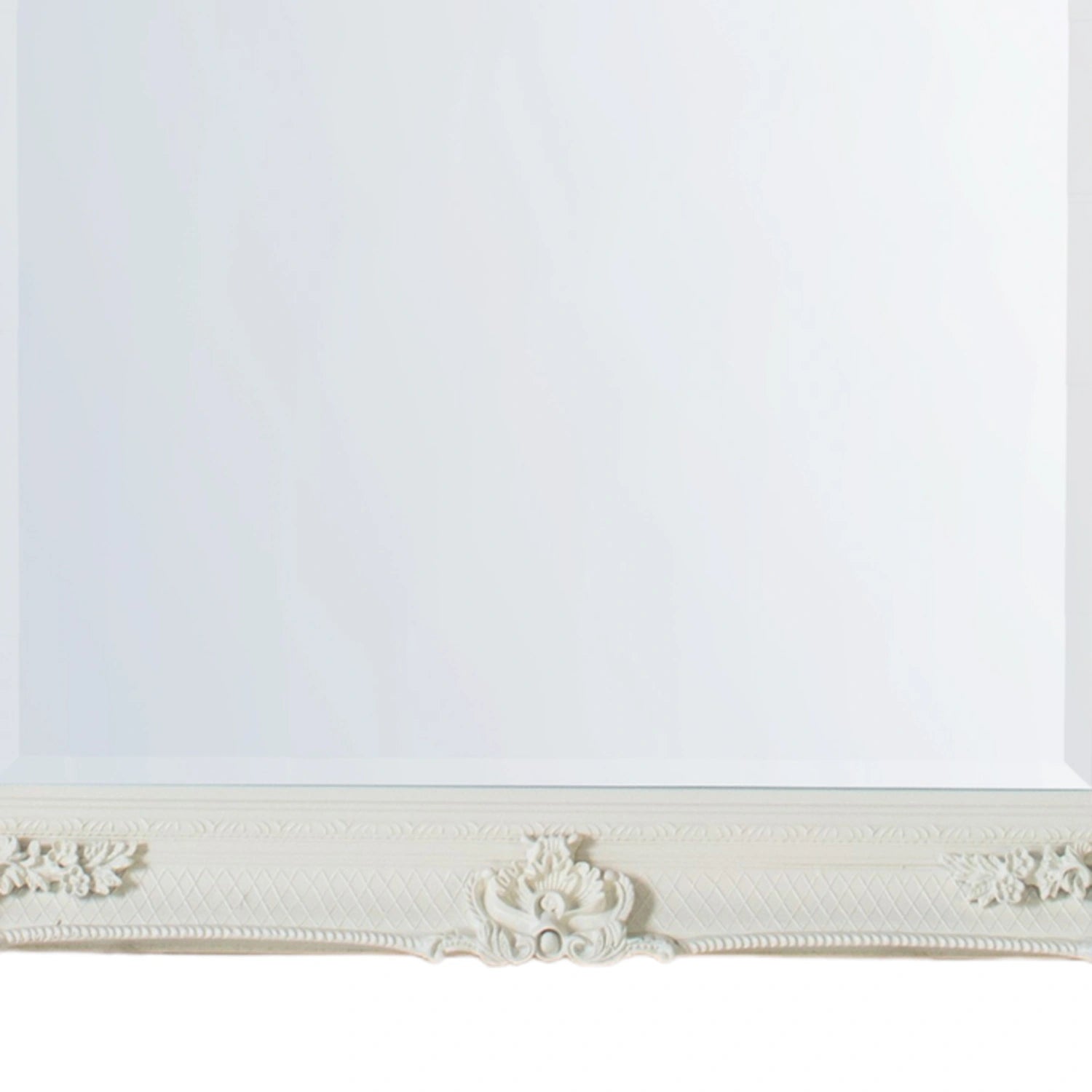 Large Ornate Rectangular Cream Leaner Mirror 165x79.5x6.5cm – Click Style