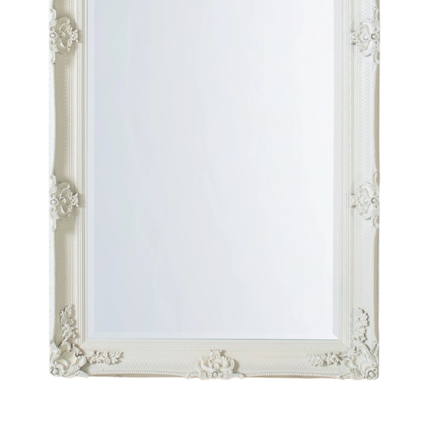 Large Ornate Rectangular Cream Leaner Mirror 165x79.5x6.5cm – Click Style