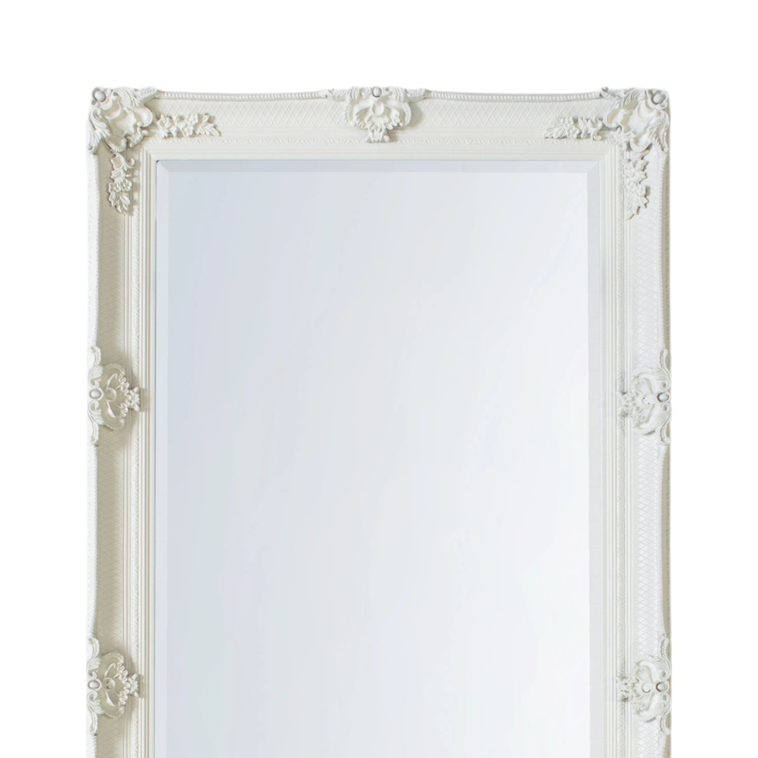 Large Ornate Rectangular Cream Leaner Mirror 165x79.5x6.5cm – Click Style