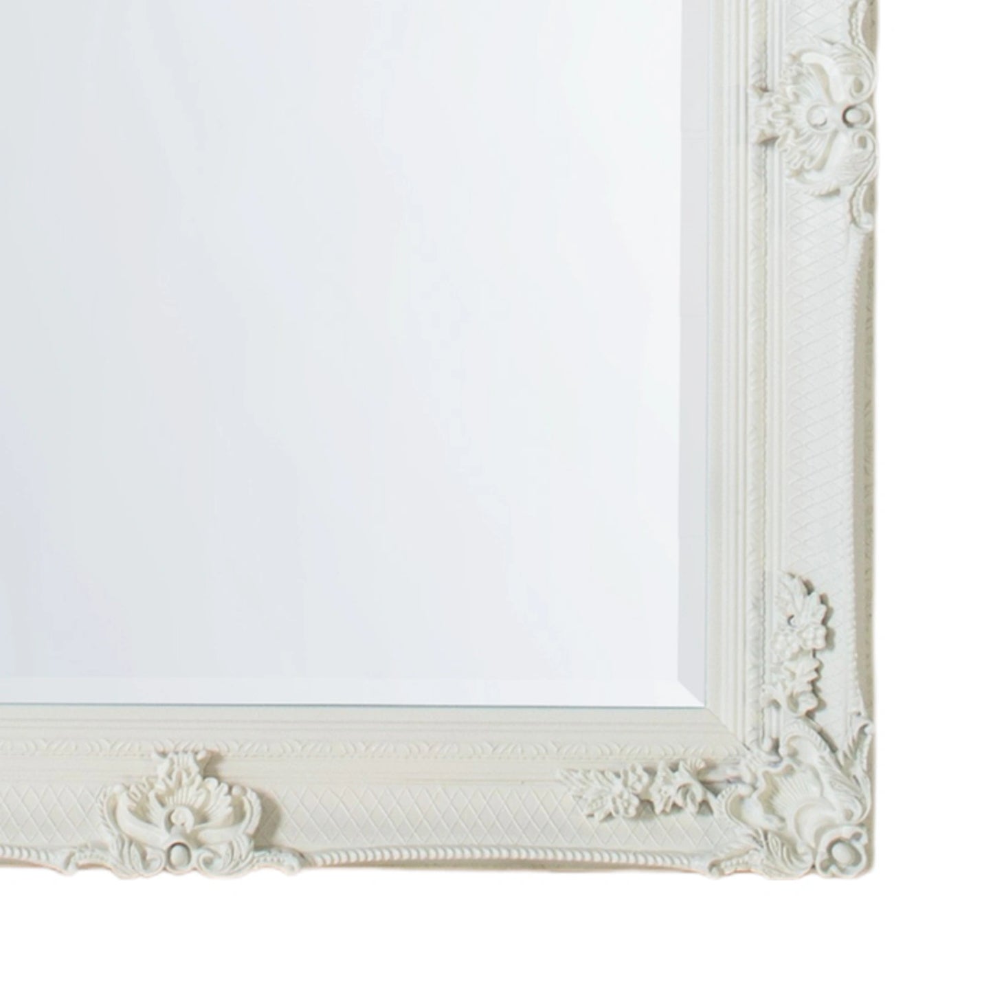 Large Ornate Rectangular Cream Leaner Mirror 165x79.5x6.5cm – Click Style