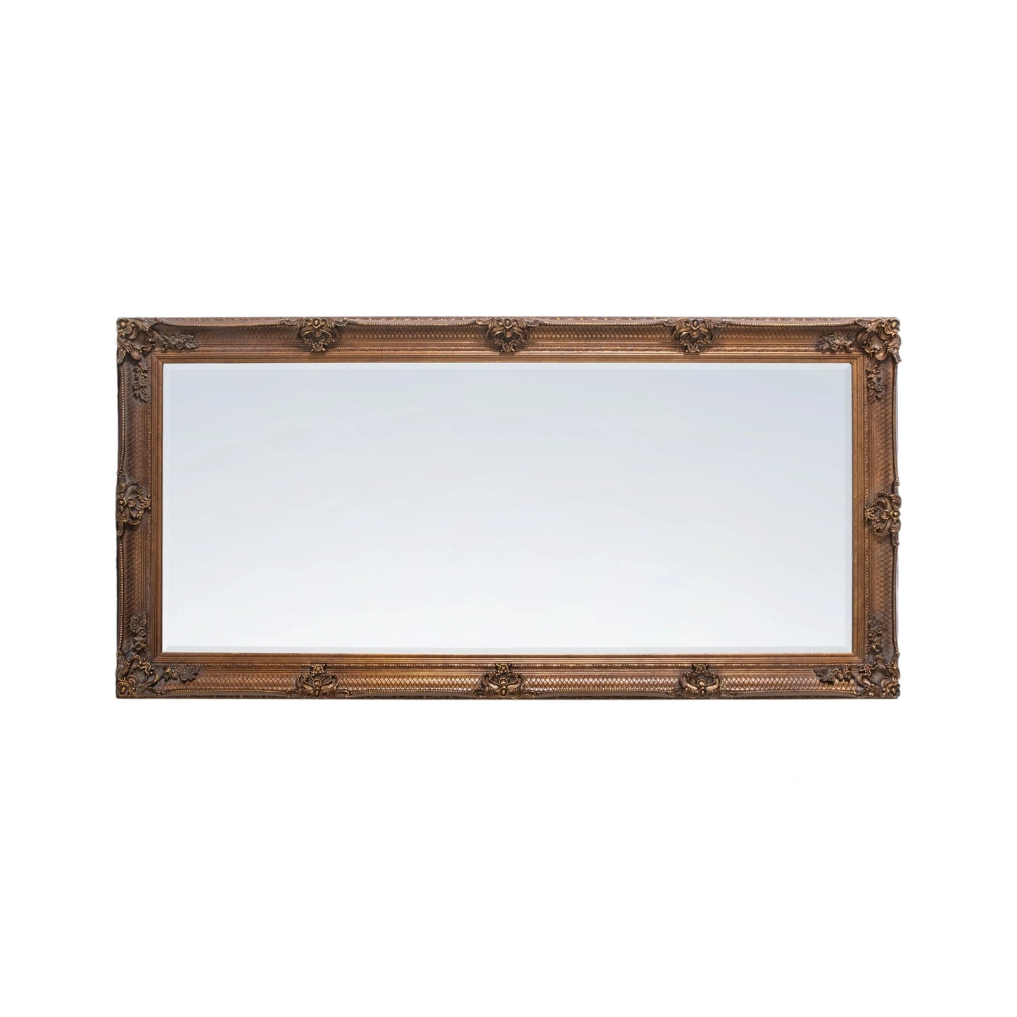 Large Ornate Rectangular Gold Leaner Mirror 165x79.5x6.5cm – Click Style