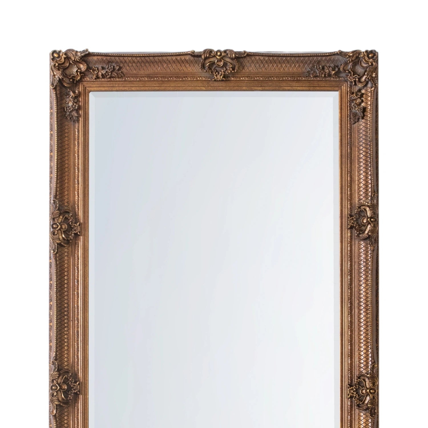 Large Ornate Rectangular Gold Leaner Mirror 165x79.5x6.5cm – Click Style