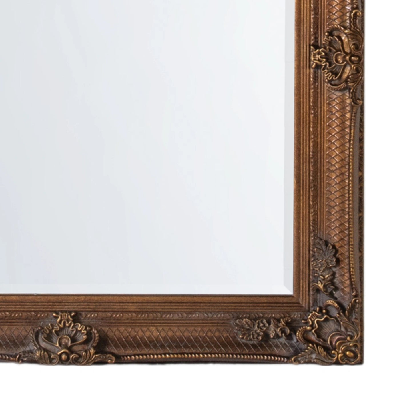 Large Ornate Rectangular Gold Leaner Mirror 165x79.5x6.5cm – Click Style