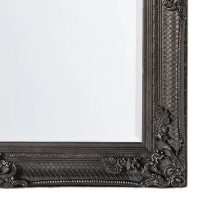 Large Ornate Rectangular Silver Leaner Mirror 165x79.5x6.5cm – Click Style