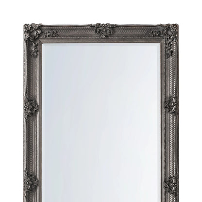 Large Ornate Rectangular Silver Leaner Mirror 165x79.5x6.5cm – Click Style