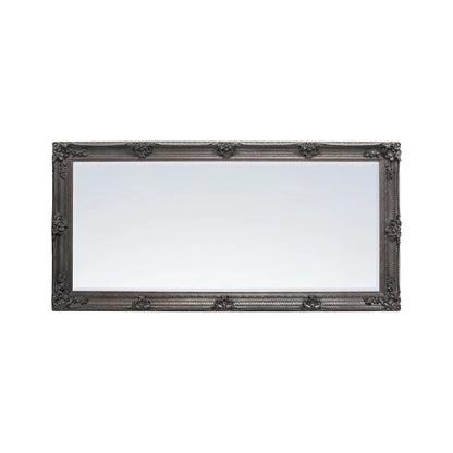 Large Ornate Rectangular Silver Leaner Mirror 165x79.5x6.5cm – Click Style