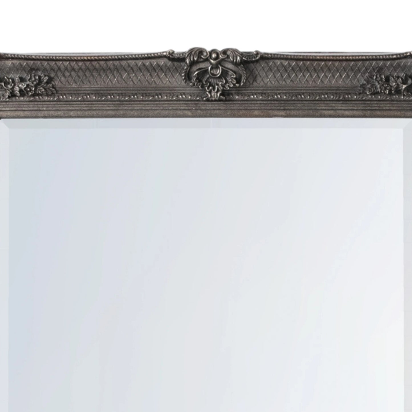 Large Ornate Rectangular Silver Leaner Mirror 165x79.5x6.5cm – Click Style