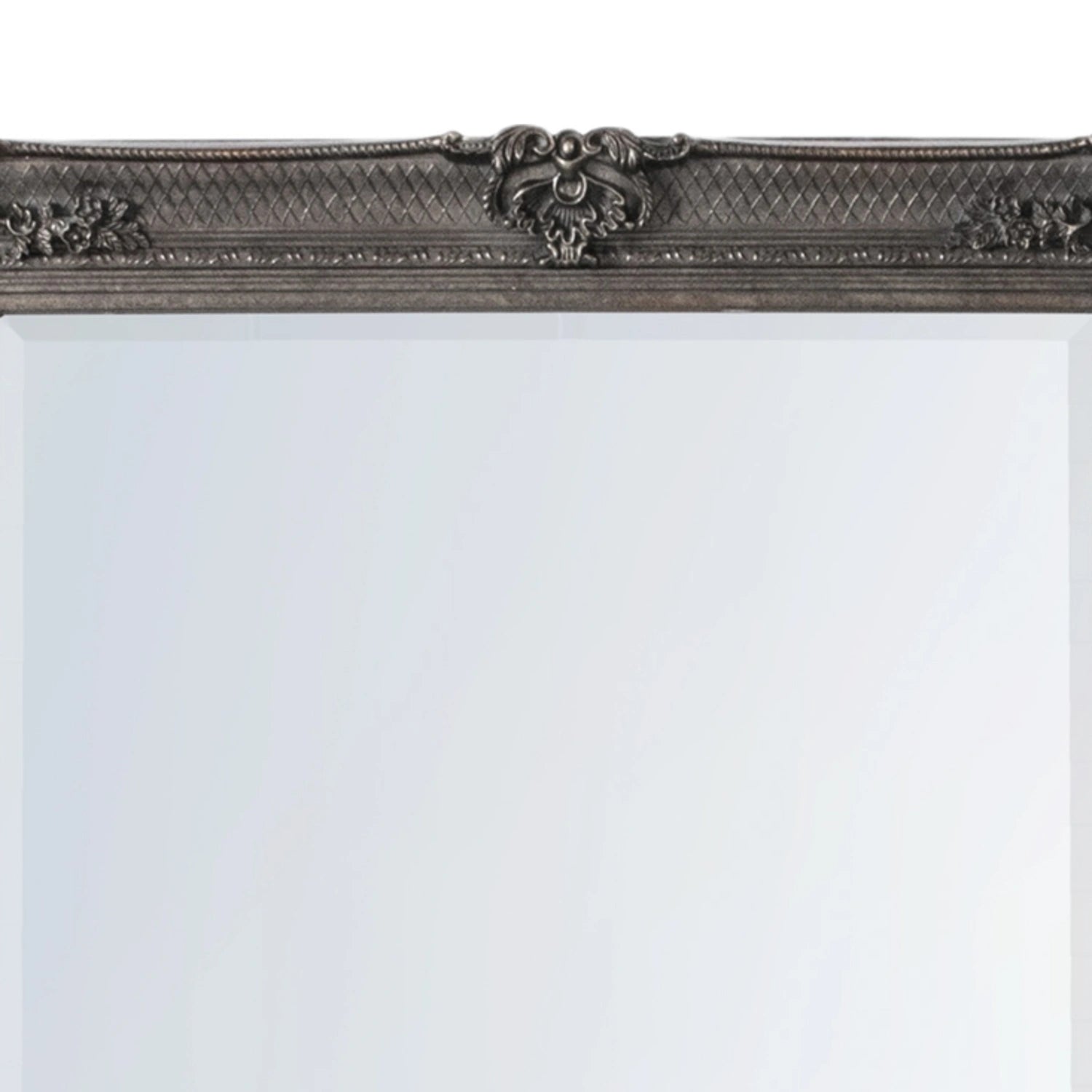 Large Ornate Rectangular Silver Leaner Mirror 165x79.5x6.5cm – Click Style