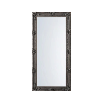 Large Ornate Rectangular Silver Leaner Mirror 165x79.5x6.5cm – Click Style