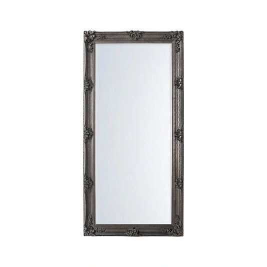 Large Ornate Rectangular Silver Leaner Mirror 165x79.5x6.5cm – Click Style