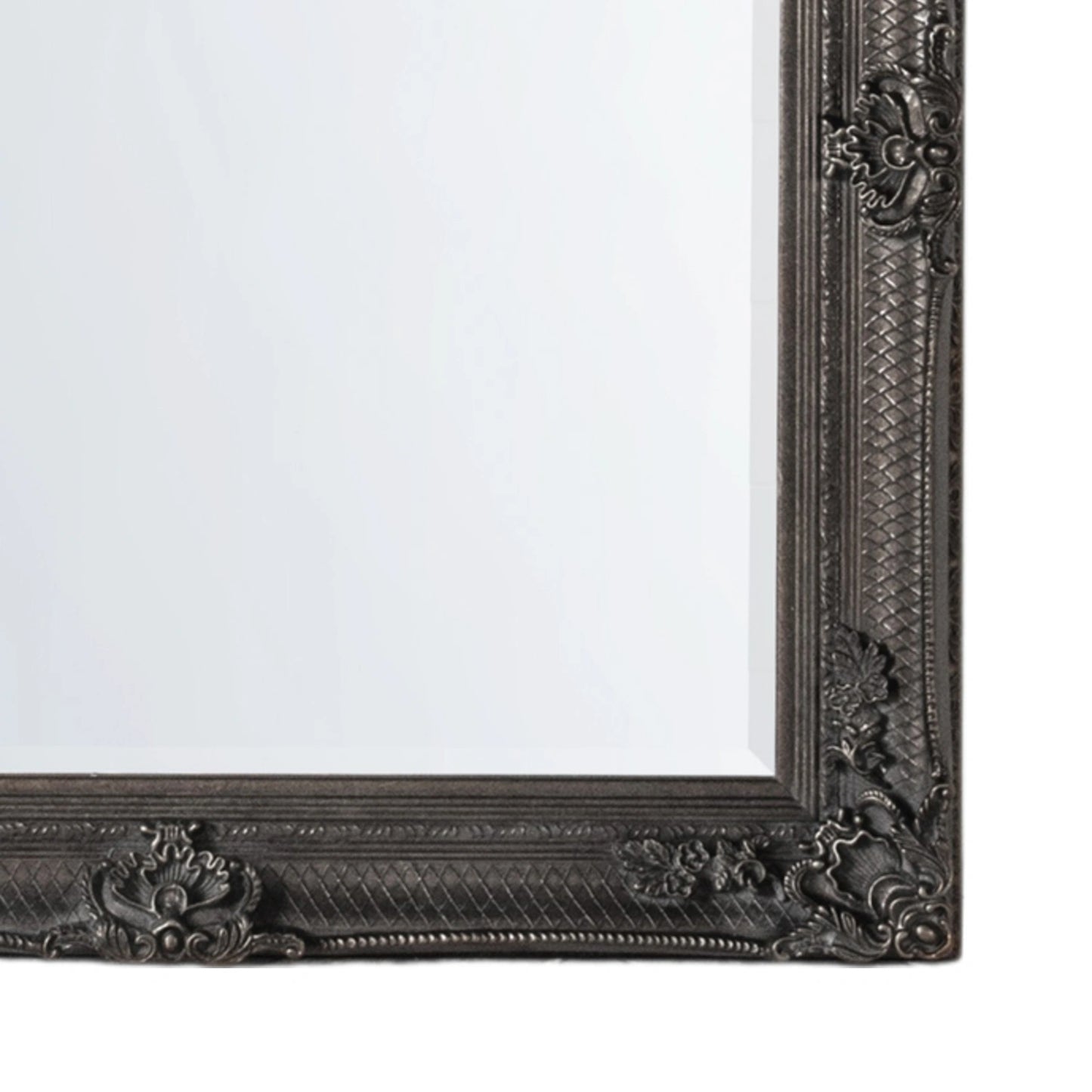 Large Ornate Rectangular Silver Leaner Mirror 165x79.5x6.5cm – Click Style