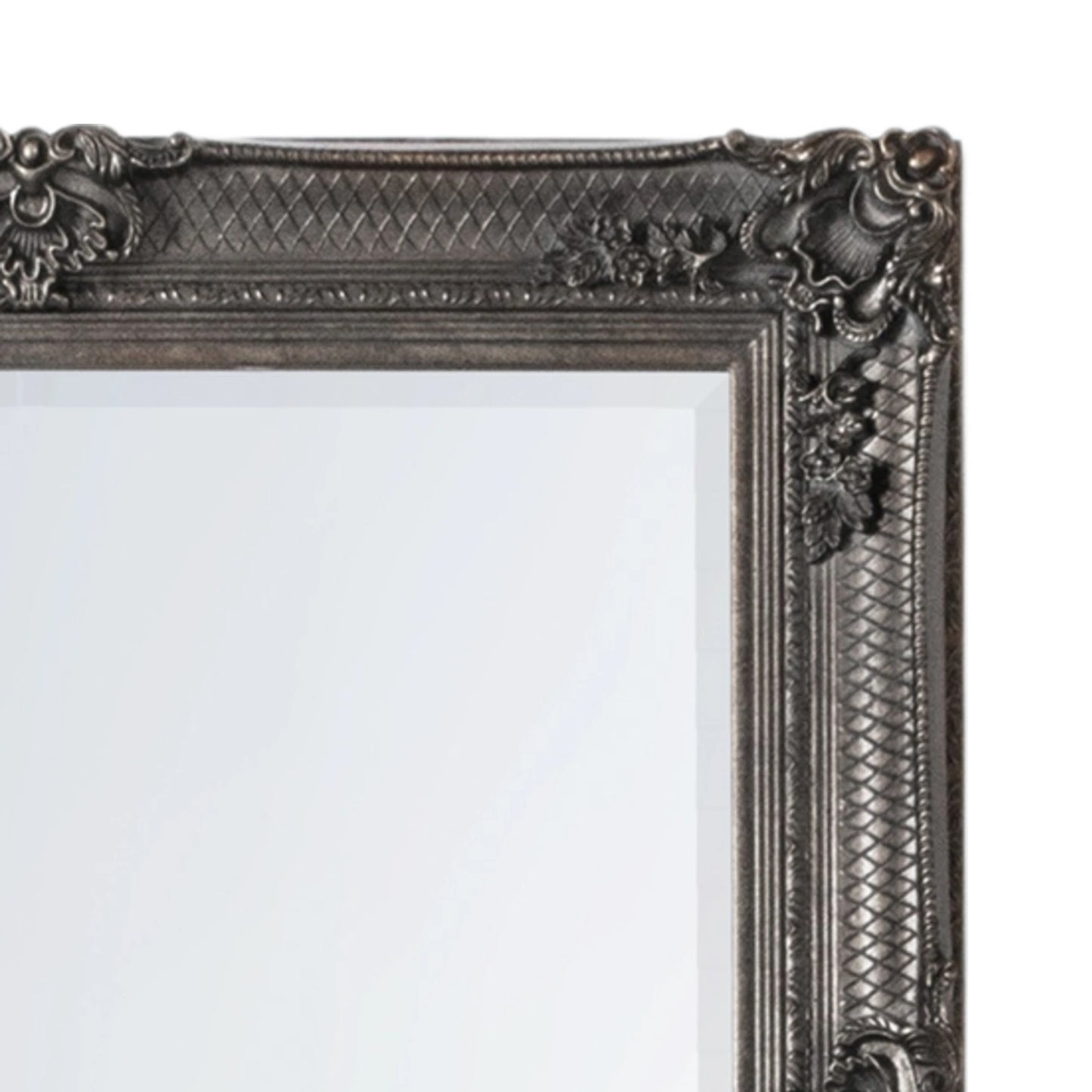 Large Ornate Rectangular Silver Leaner Mirror 165x79.5x6.5cm – Click Style