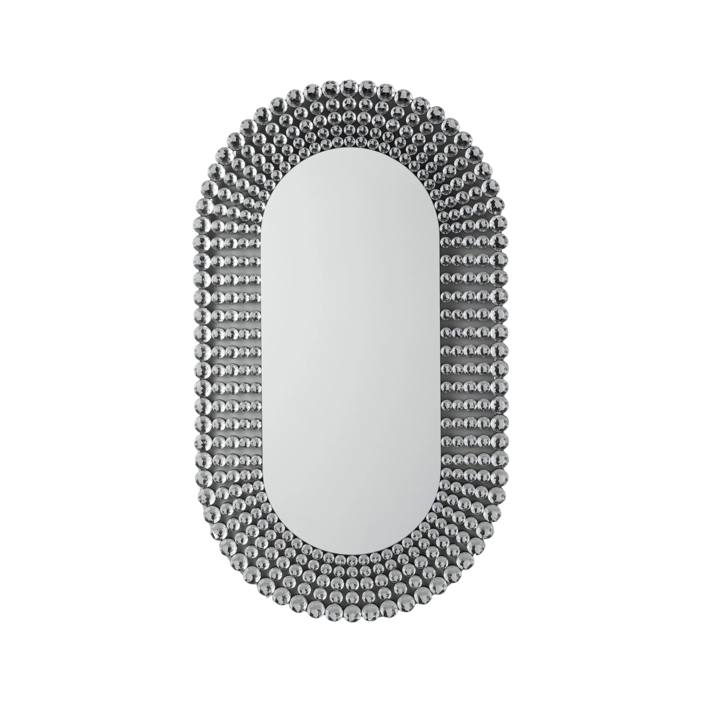 Large Racetrack Oval Crystal Beaded Statement Wall Mirror 121x70x1.9cm – Click Style