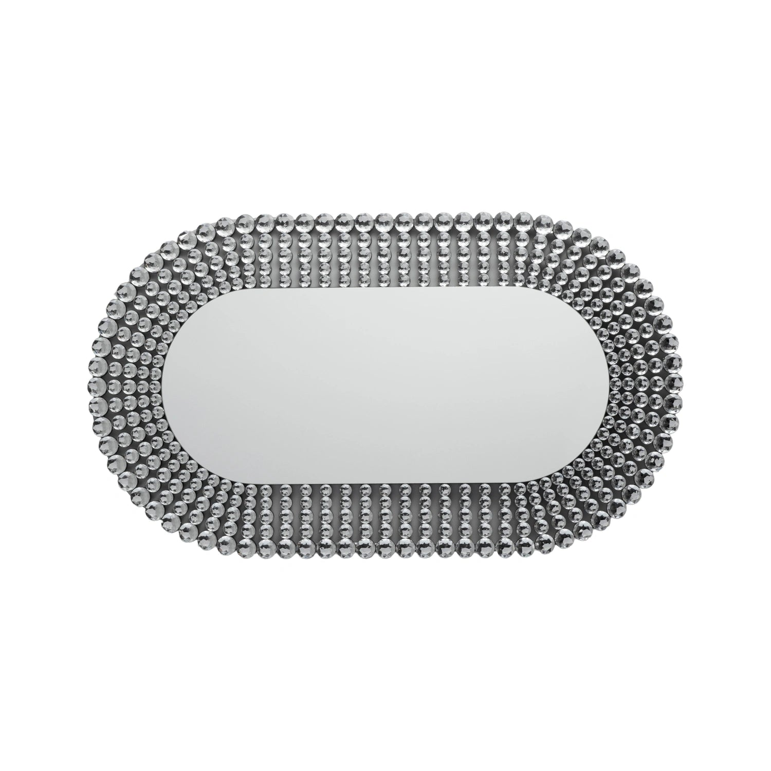 Large Racetrack Oval Crystal Beaded Statement Wall Mirror 121x70x1.9cm – Click Style