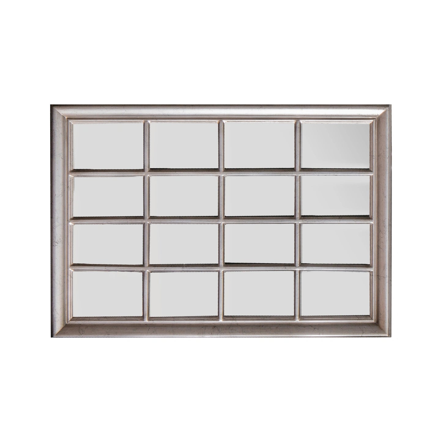 Large Rectangular Antique Silver Window Wall Mirror 106x75.5x3.5cm – Click Style